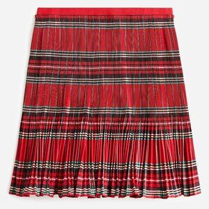 J.Crew Pleated Taffeta Skirt in Good Tidings Plaid